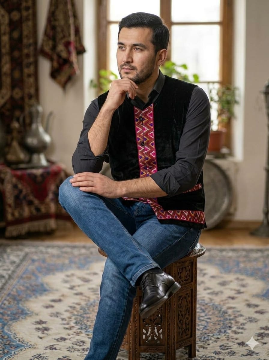jacket for men with kullu lace border work