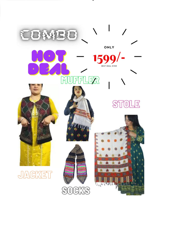 Combo kullu jacket, muffler,socks,stole