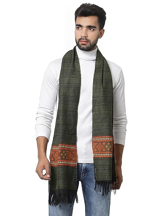 kullu muffler Woollen Hand Woven Pure Embroidered Muffler black multi 229.00 aruna kullu handloom