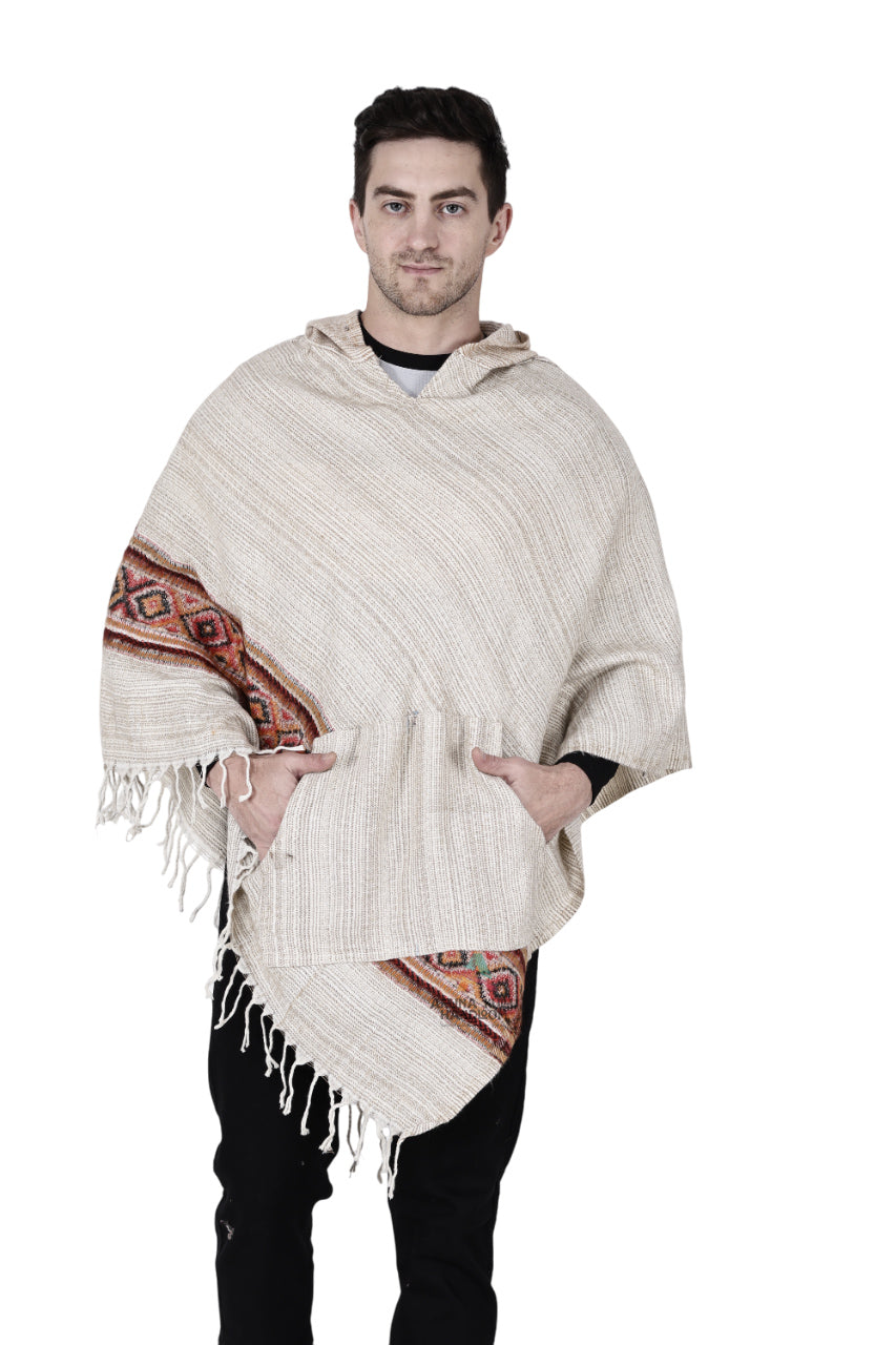 kullu shawl woolen poncho with hood white 799.00 aruna kullu handloom