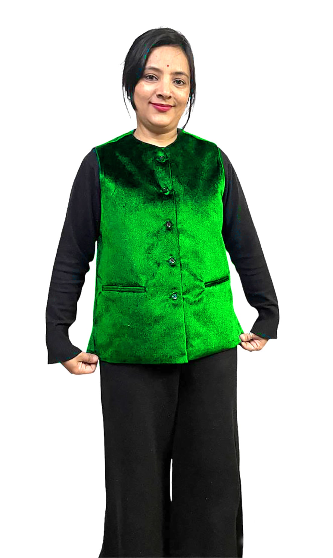 Rampuri kullu Nehru jacket women green color 699.00 aruna kullu handloom