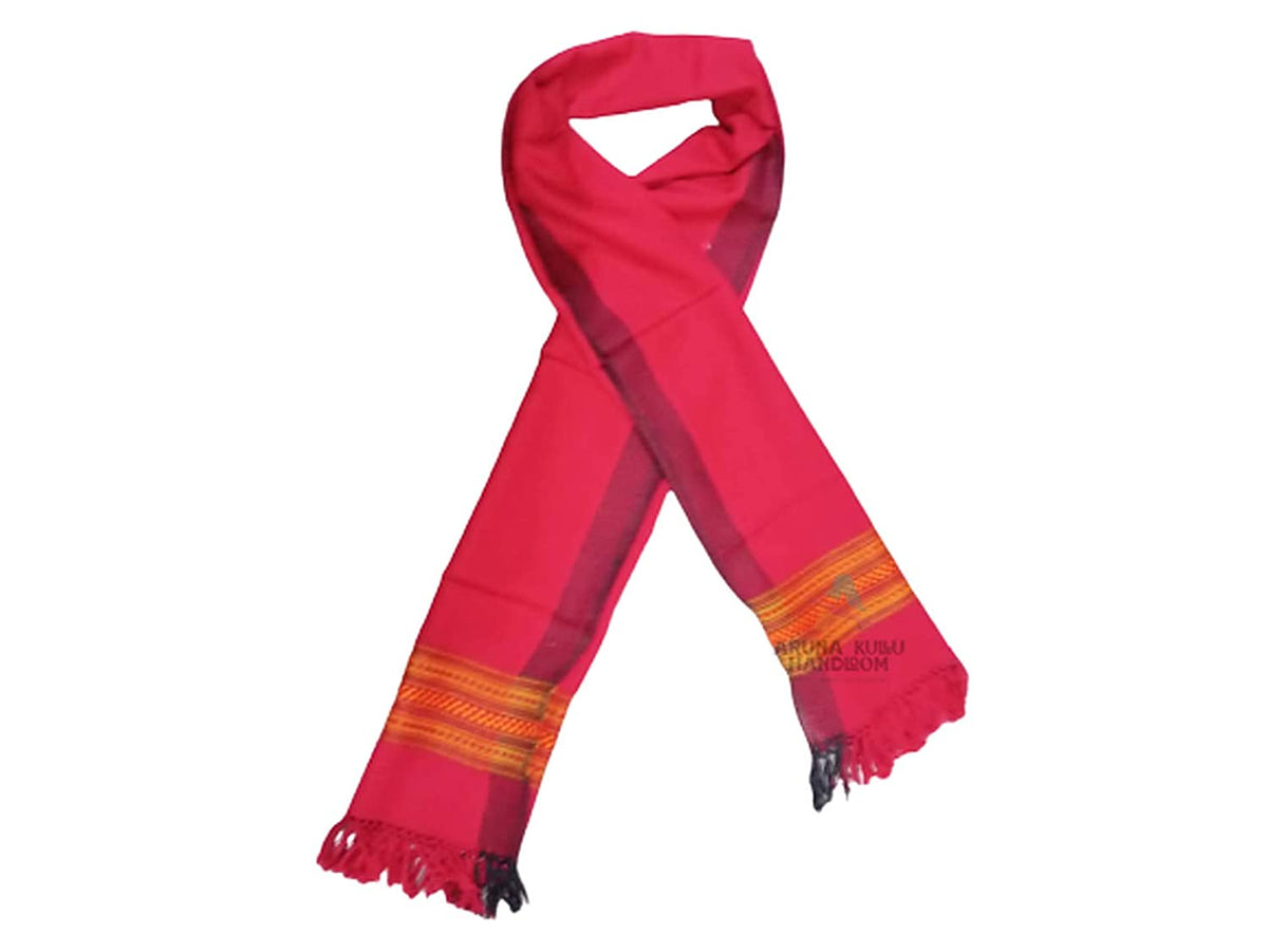 PURE YAK WOOL Women's Hand Woven Woollen Stole with Kullu Typical Weaving on Handloom (MAROON, Free Size) 599.00 aruna kullu handloom