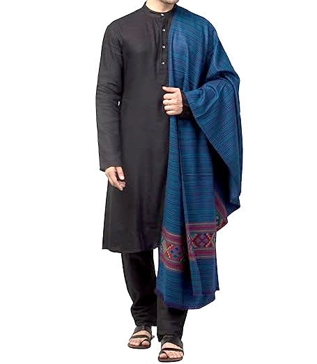 Men shawl Kullu Wool lohi Genuine Hand Woven for Men blue 899.00 aruna kullu handloom