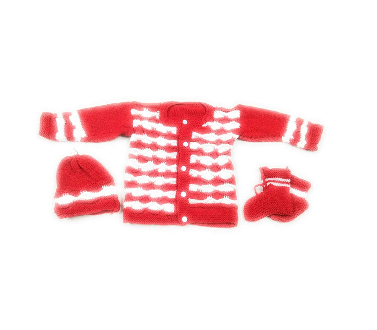 PURE WOOL NEW BORN BABY SET RED & WHITE 399.00 aruna kullu handloom