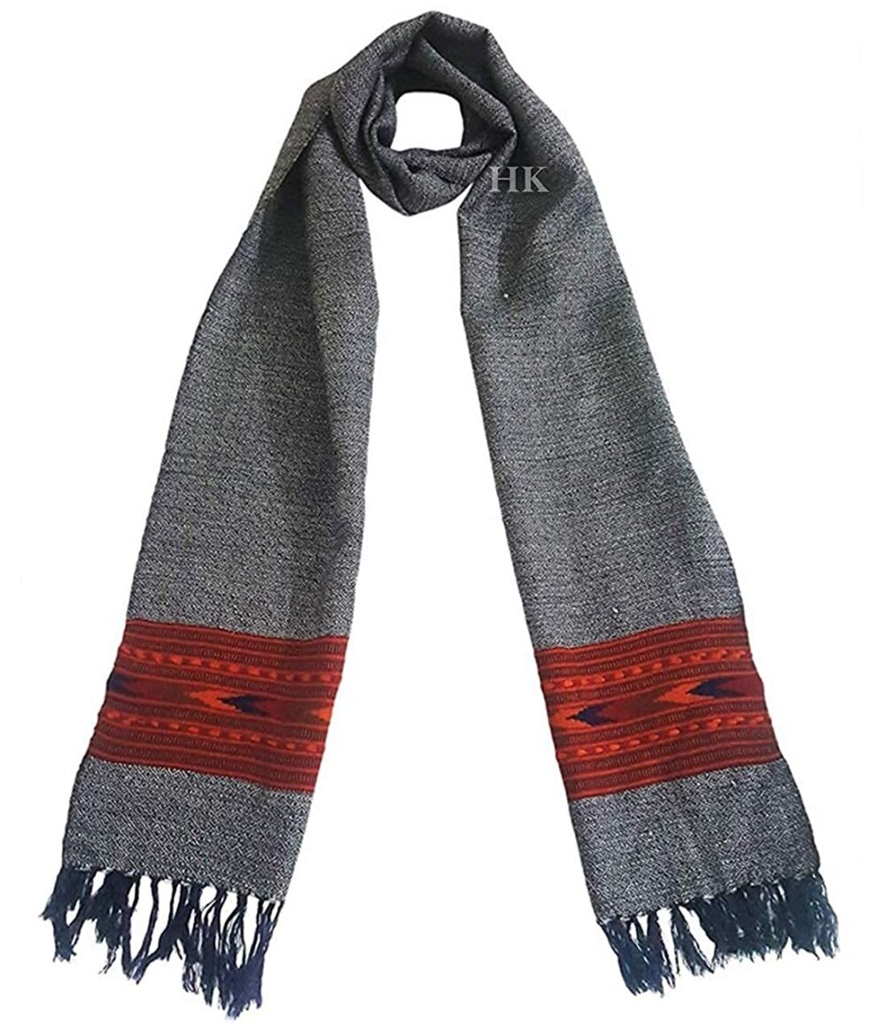 Hand Woven Kullu Pure Woolen Muffler Kullu Handloom muffler for men grey colour 400.00 aruna kullu handloom