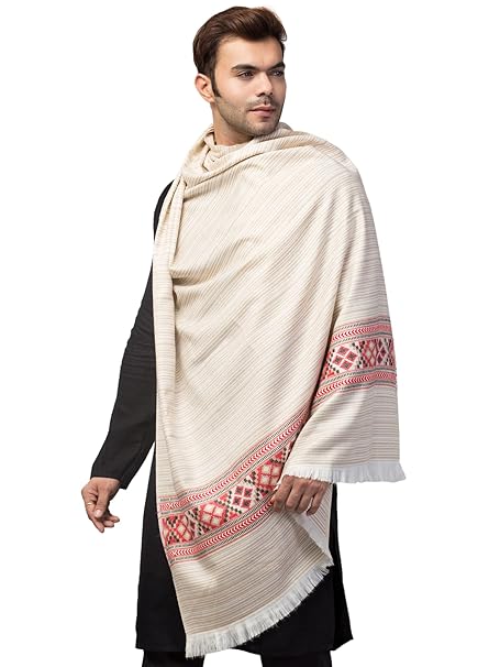Men shawl Kullu Wool lohi Genuine Hand Woven for Men white 899.00 aruna kullu handloom