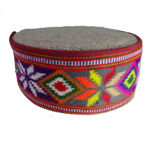 Unisex (Pahari Cap,himachali topi Fusion Cap) FINE EIGHT KALI HANDMADE KULLU BORDER CAP 525.00 aruna kullu handloom