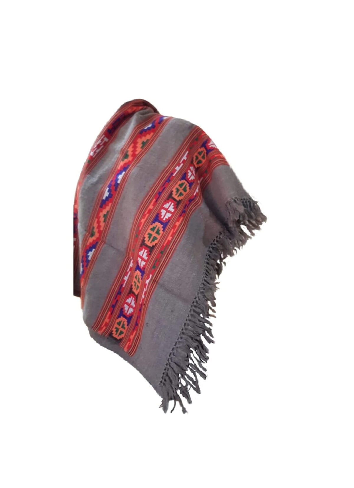 himachal handloom emporium PURE YAK WOOL ANGORA TRIPLE BORDER KULLU SHAWL DARK GREY 2999.00 aruna kullu handloom