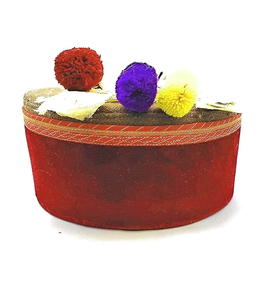 himachali topi RED WITH FLOWER ON TOP 449.00 aruna kullu handloom