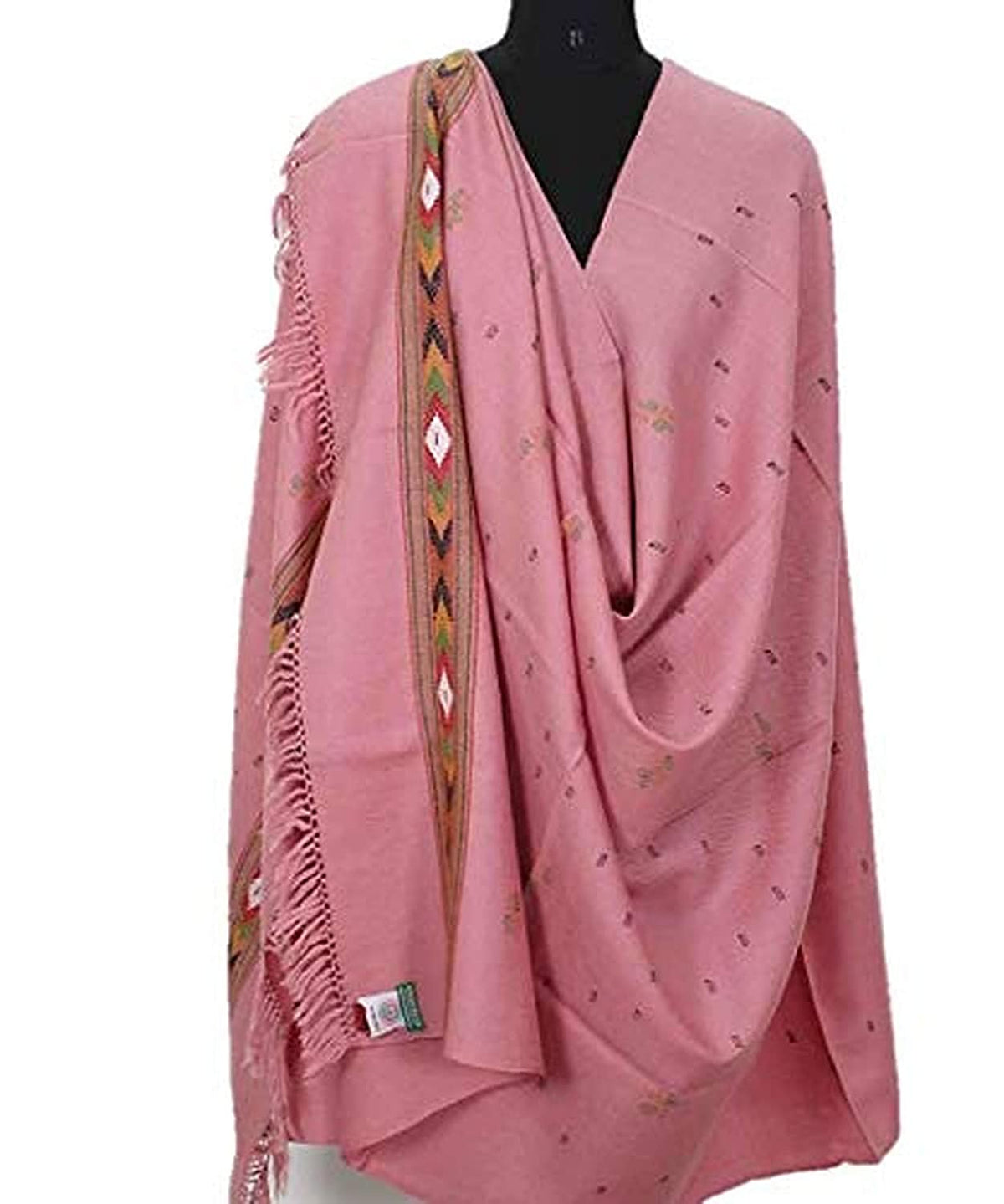manali shawls ARUNA Women's Wool Shawl From Kullu with Kinnauri Woven Multicolour Border 1399.00 aruna kullu handloom
