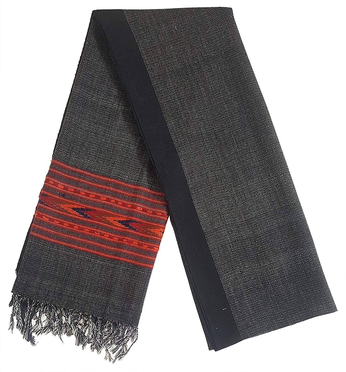 himachali shawl himachali shawl online himachali shawl design himachali shawl price himachali shawl for women The ARUNA Premium Pure Wool Kullu Shawl by aruna kullu handloom is a unisex black handloom woolen shawl with red and orange horizontal patterns and fringed ends.