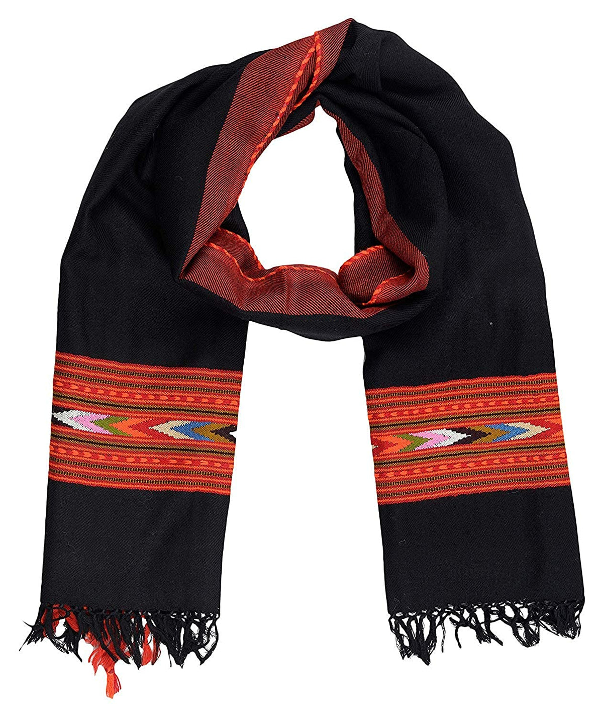 himachali scarf for ladies himachali stole with Kullu Typical Weaving on Handloom BLACK 599.00 aruna kullu handloom