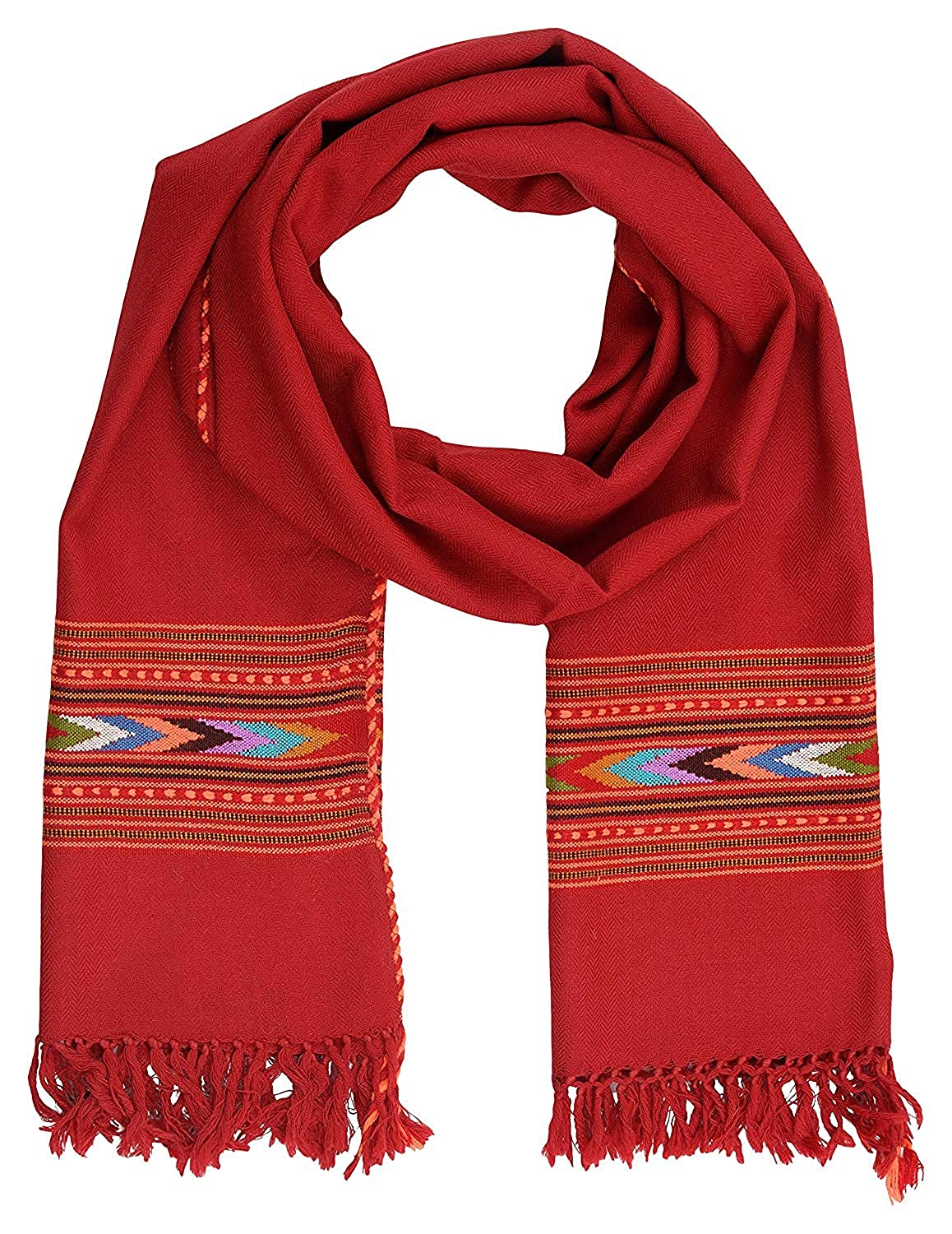 Women’s Hand Woven, Woolen himachali stole with Kullu Typical Weaving on Handloom MAROON 599.00 aruna kullu handloom