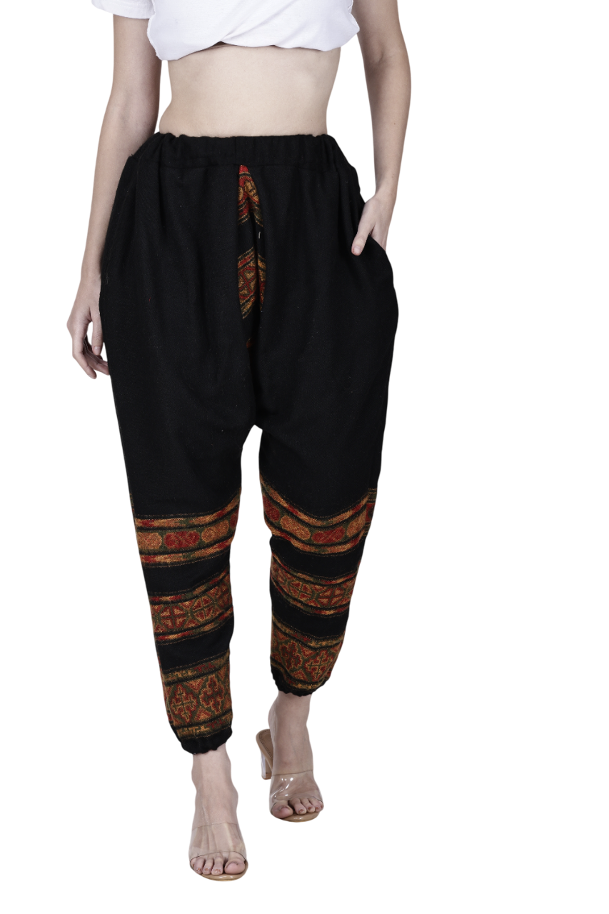woolen pahadi pants yoga loose pajama black 899.00 aruna kullu handloom