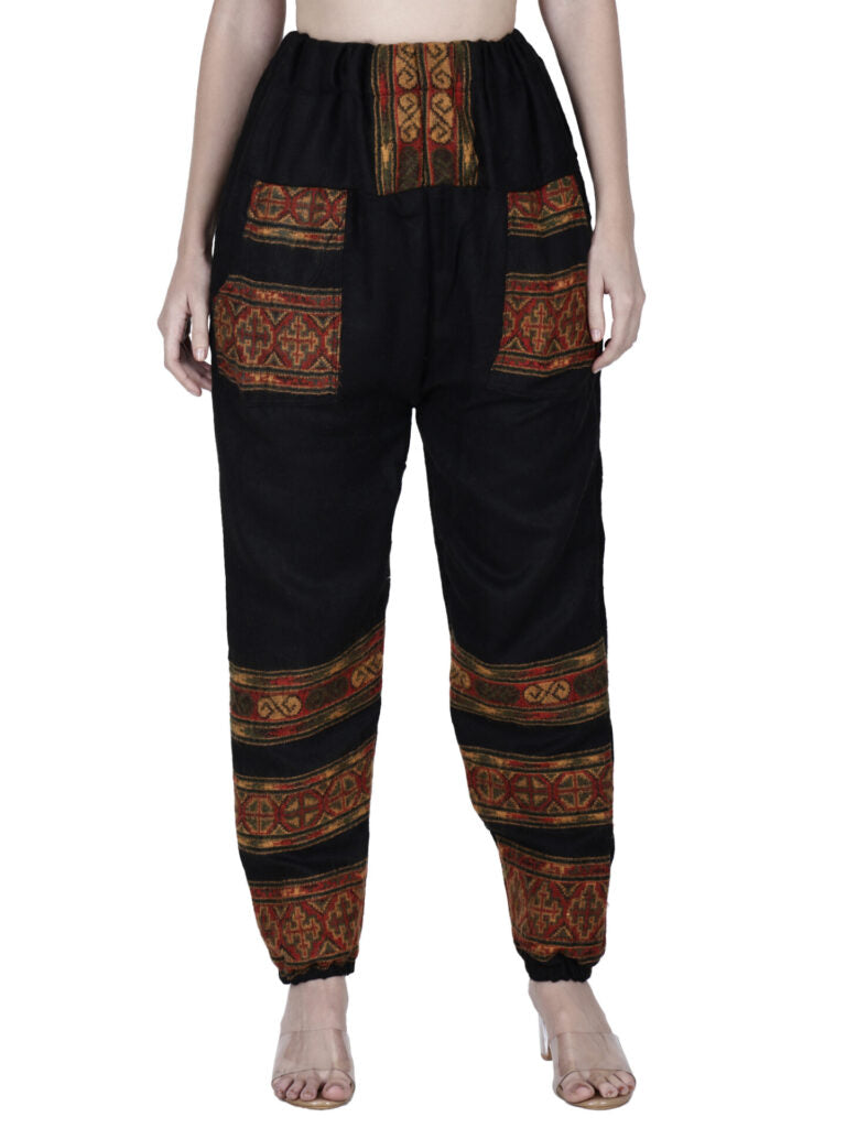 loose fit woolen pants for ladies for winter winter pajamas black 3 patti 799.00 aruna kullu handloom
