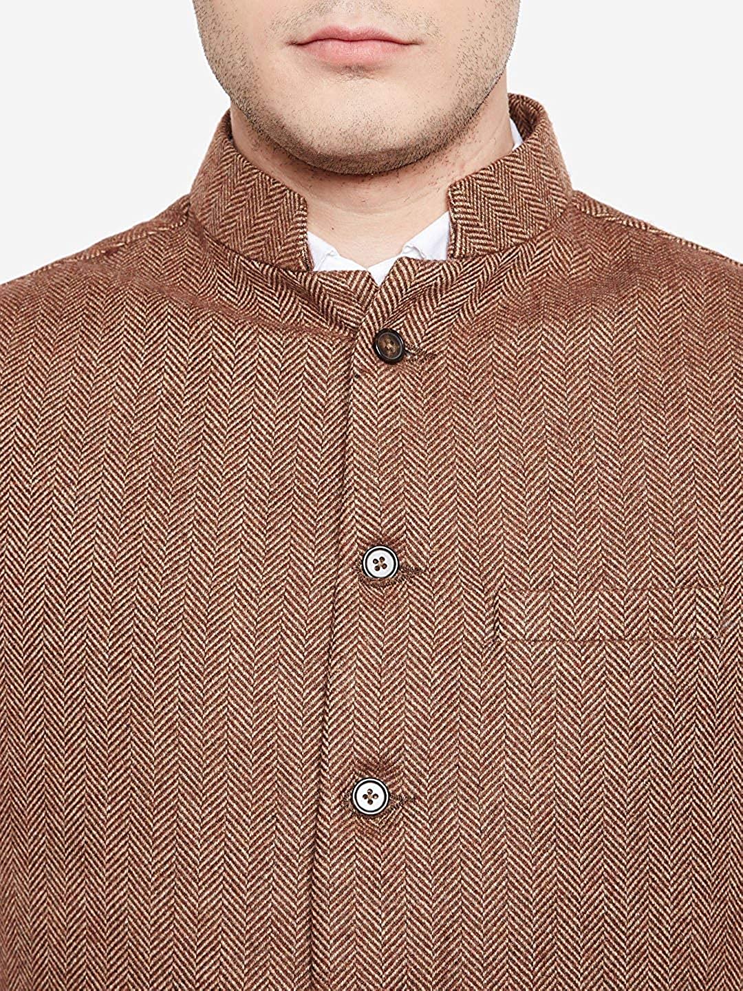 kullu jacket Men Woolen Tweed Bandhgala BROWN 899.00 aruna kullu handloom