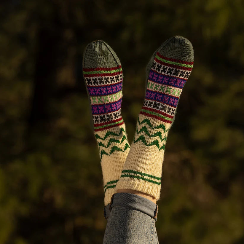 woolen socks for winter Traditional Hand Made Kullu Socks (Multicolour, Free Size Grey cream) 330.00 aruna kullu handloom