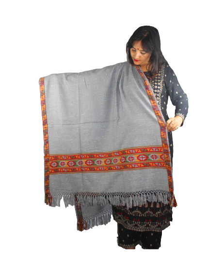 kullu wool shawl PURE YAK WOOL KULLU SHAWL FOR WOMEN AND GIRLS ( GREY WITH WHITE DOTS ) 1599.00 aruna kullu handloom