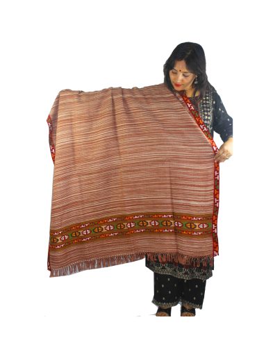 kullu shawl market PURE YAK WOOL KULLU SHAWL BROWN & WHITE STRIPS 1699.00 aruna kullu handloom