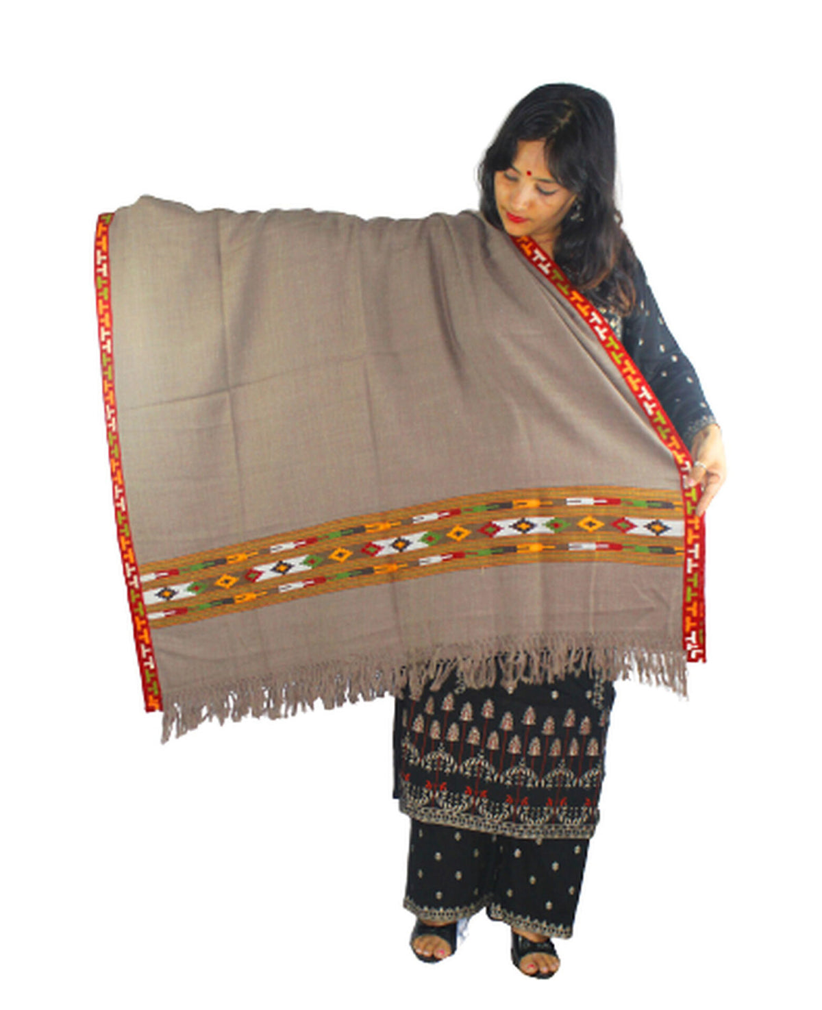 yak wool shawl PURE YAK WOOL KULLU SHAWL FOR WOMEN AND GIRLS ( GREY) 1699.00 aruna kullu handloom