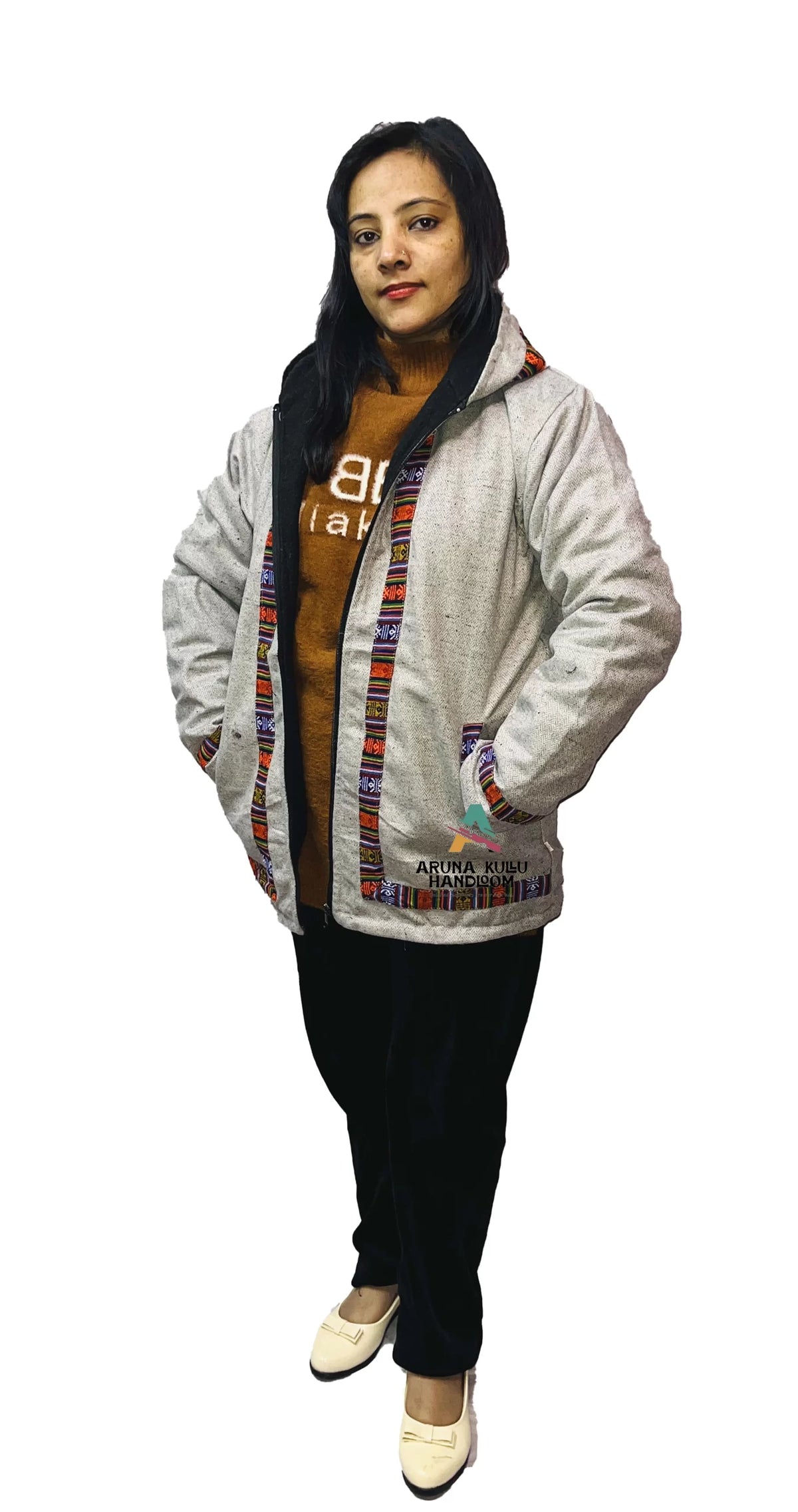himachali jacket full sleeve kullu hoodie light grey 1099.00 aruna kullu handloom