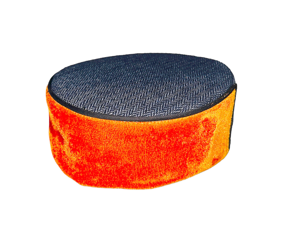 Pahari cap VELVET SAFFRON COLOR Bhagwa color 325.00 aruna kullu handloom
