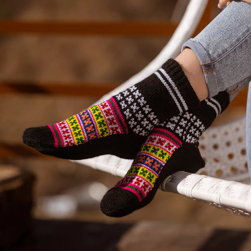 hand knitted woolen socks Woollen Traditional Hand Made Kullu Socks(black ) 330.00 aruna kullu handloom
