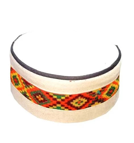 Pahadi Topi – Woolen – Uttarakhandi Pahadi Cap WHITE CENTER BORDER design 399.00 aruna kullu handloom