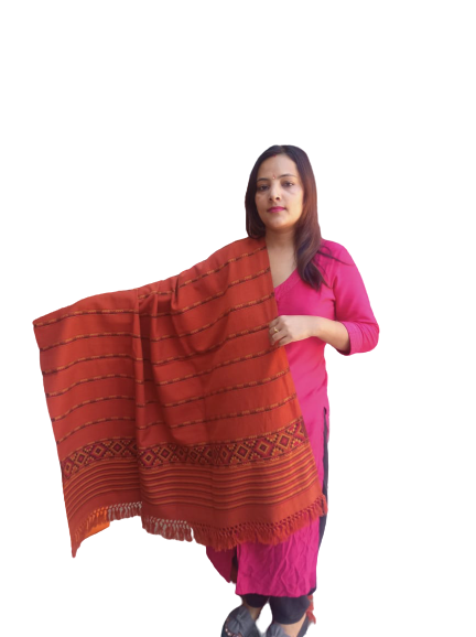 Hand Woven PASHMINA RUST COLOR Shawl Beautiful Hand Woven Embroidered FOR WOMEN 1399.00 aruna kullu handloom