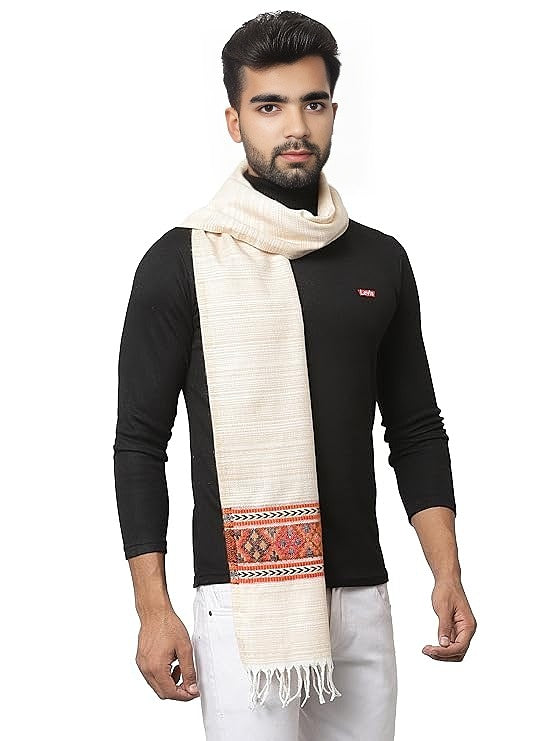 kullu muffler Woollen Hand Woven Pure Embroidered Muffler white multi 229.00 aruna kullu handloom