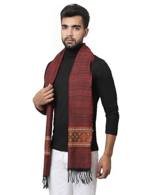 Kullu muffler Woollen Hand Woven Pure Embroidered maroon 229.00 aruna kullu handloom