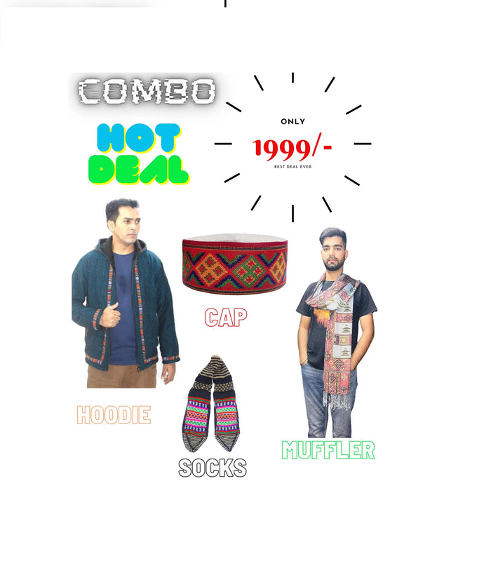 Combo Hoodie, muffler,socks,cap for men