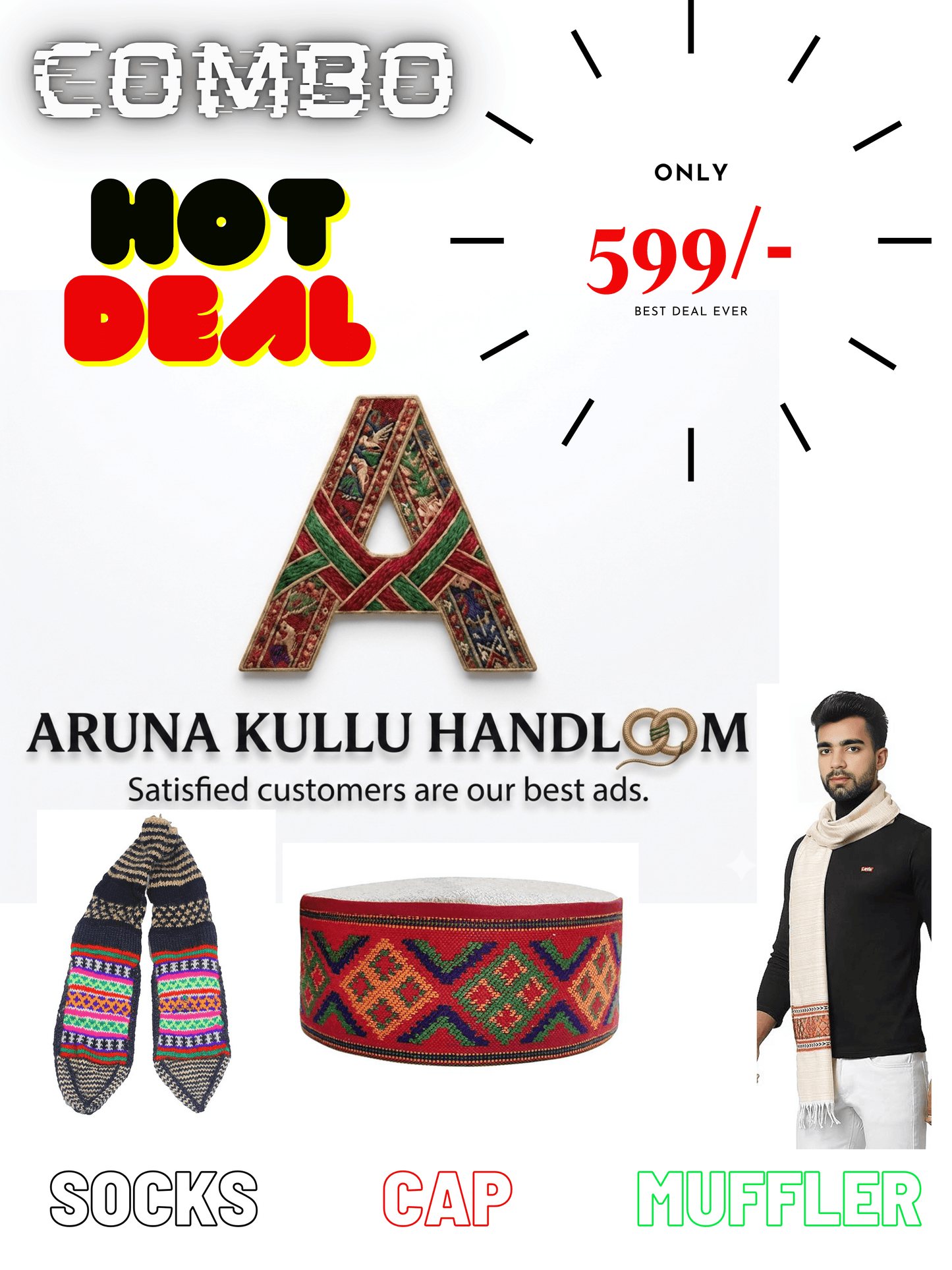 Combo  muffler,socks,cap for men