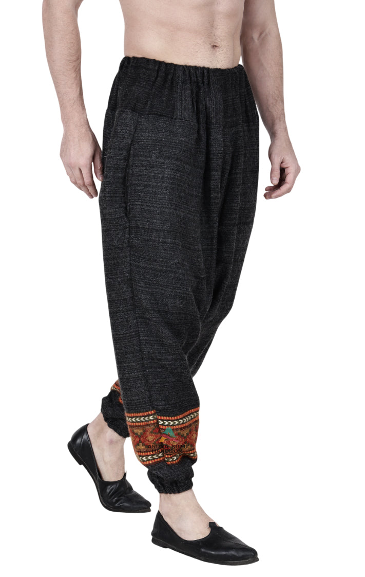 Woolen pajamas for winter wool pajama kullu patti pajama warm pajama hippie rose pajamas kullu patti pajama online yoga pajama for men loose single patti black