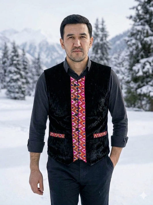 jacket for men with kullu lace border work