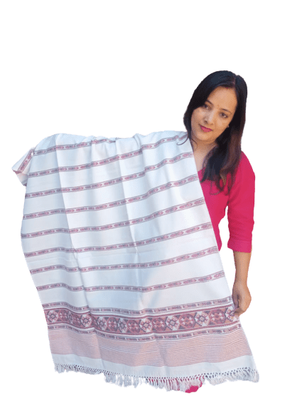 Hand Woven PASHMINA WHITE Shawl Beautiful Hand Woven Kullu Shawl for Women 1399.00 aruna kullu handloom