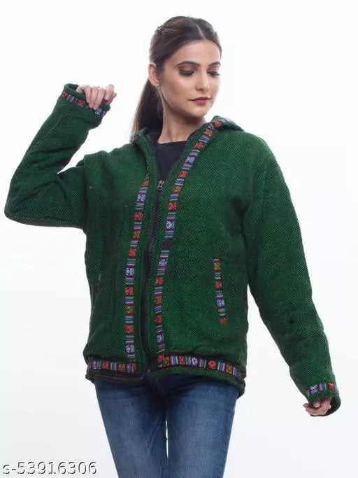 Kullu hoodie jacket for Women Green 1099.00 aruna kullu handloom