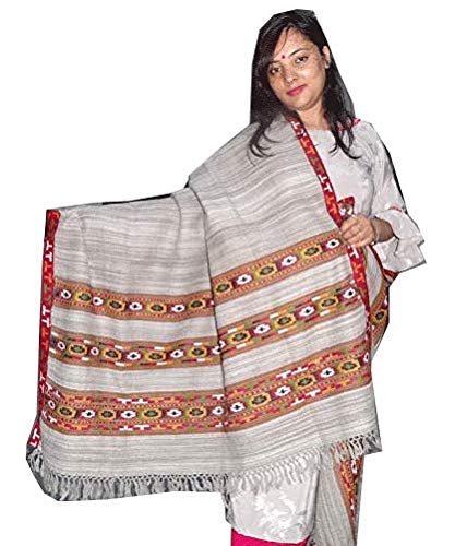himachal handicrafts online PURE YAK WOOL ANGORA TRIPLE BORDER KULLU SHAWL 2299.00 aruna kullu handloom