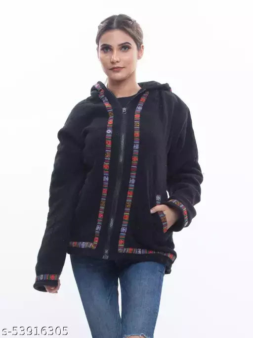 Kullu lace hoodie jacket for Women black 1099.00 aruna kullu handloom