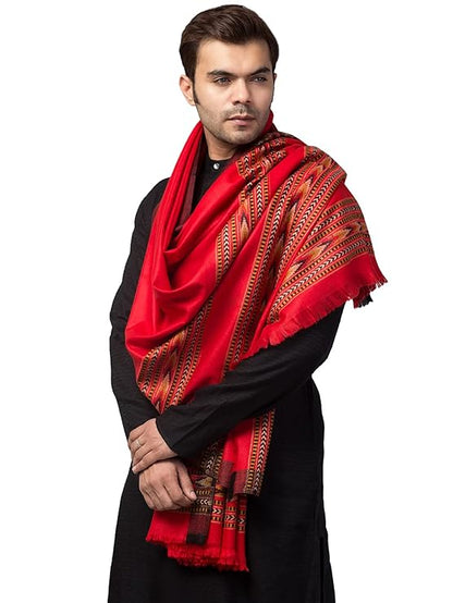 Men shawl Kullu Wool lohi Genuine Hand Woven for Men 3 patti red 899.00 aruna kullu handloom