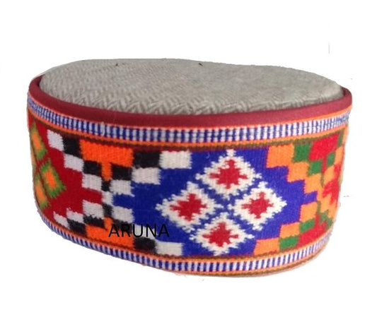 Unisex (Pahari Cap,himachali topi Fusion Cap) FINE HANDMADE KULLU BORDER CAP 525.00 aruna kullu handloom