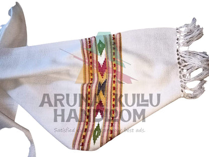 kullu mufflers Woollen Hand Woven Pure Embroidered Muffler white online himachali muffler manali muffler men muffler