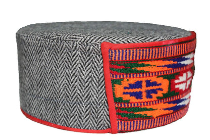 manali handicrafts Pahari Cap,himachali topi FINE HANDMADE KULLU BORDER CAP manali cap