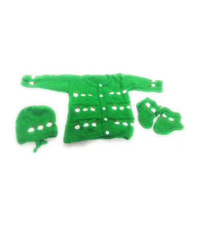 PURE WOOL NEW BORN BABY SET GREEN 399.00 aruna kullu handloom