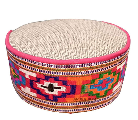 Unisex (Pahari Cap,himachali topi Fusion Cap) FINE PLUS SIGN HANDMADE KULLU BORDER CAP 525.00 aruna kullu handloom