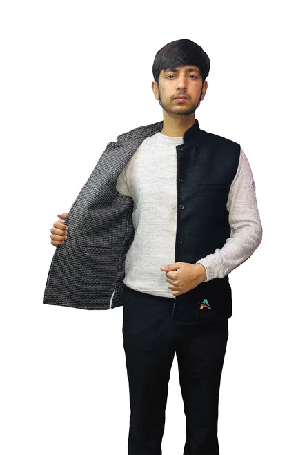 Nehru Jacket warm black check for men. these formal jackets also available in different colors and design nehru jacket formal