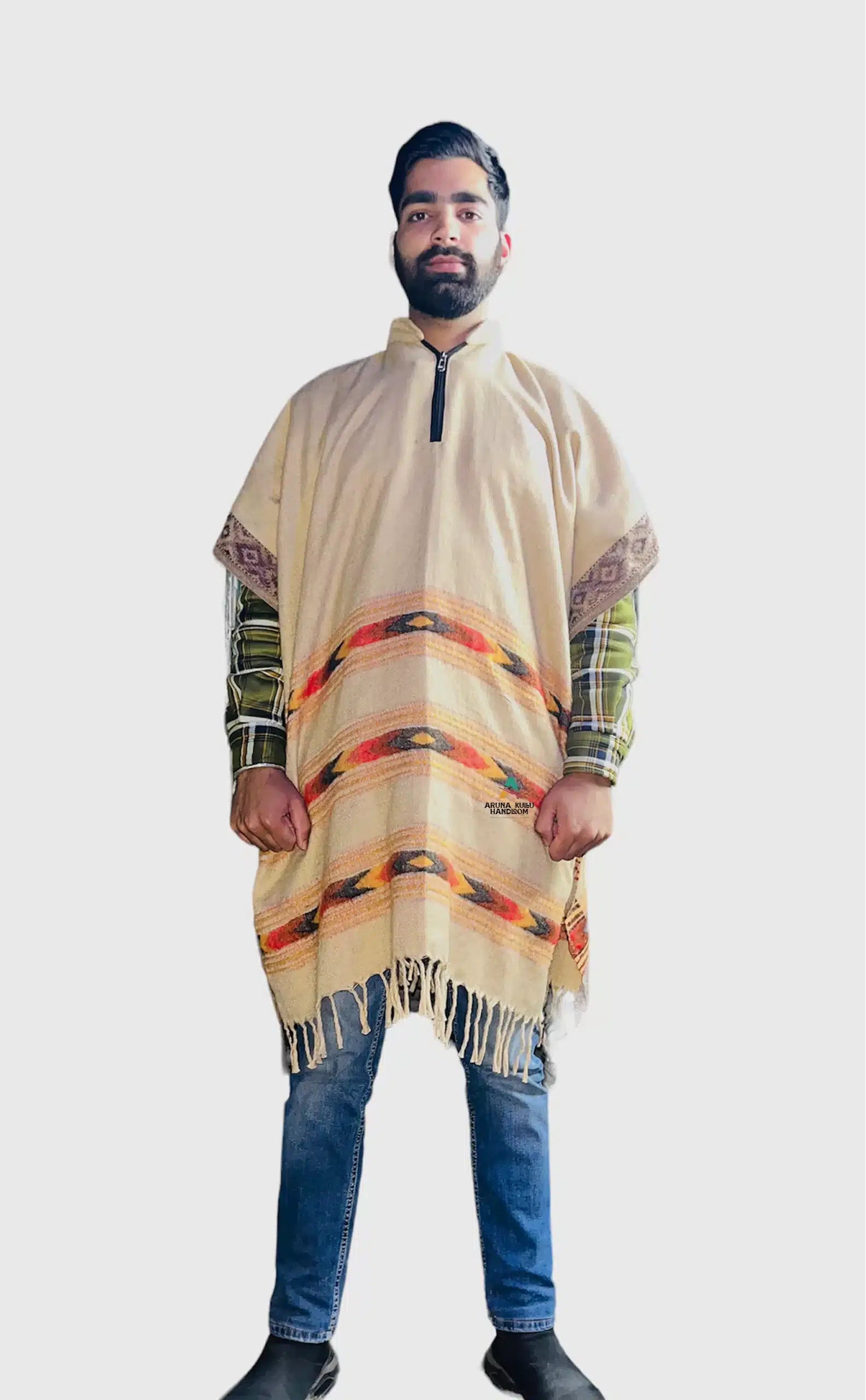 kullu shawl woolen kaftan for men cream 799.00 aruna kullu handloom