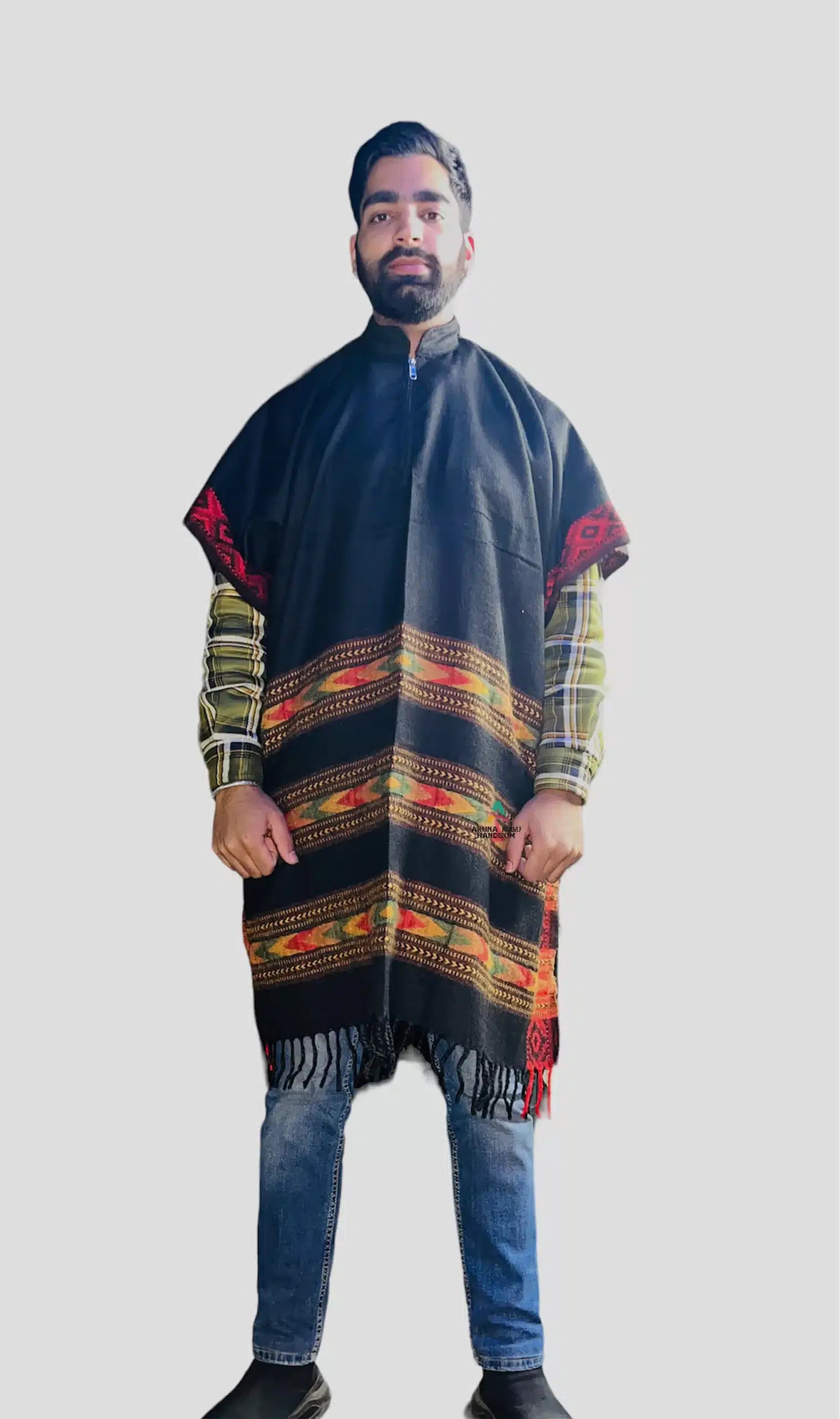 kullu shawl woolen kaftan for men black 799.00 aruna kullu handloom