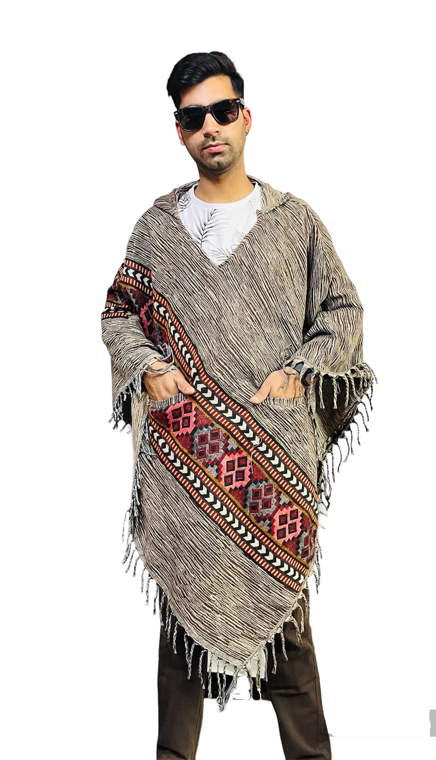 kullu shawl woolen poncho with hood singal patti new 799.00 aruna kullu handloom