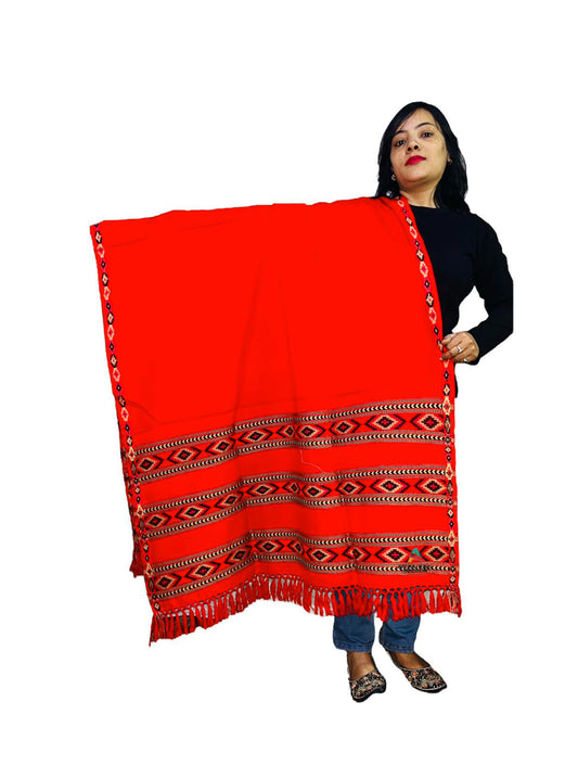 manali cloths online ANGORA Shawl with Beautiful Kullu Weaving Designed for Women and Girls.red color 1399.00 aruna kullu handloom